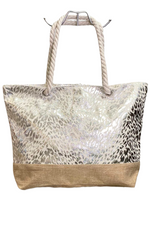 PATSY Leopard Print Beach Bag - Silver