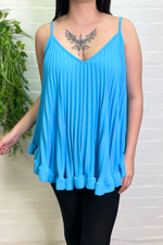 CHRISSY Pleated Vest Top - Sky Blue