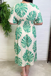 OLLA Leaf Print Midi Dress - Cream