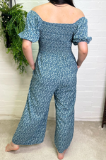 AMY Ditsy Floral Jumpsuit - Teal