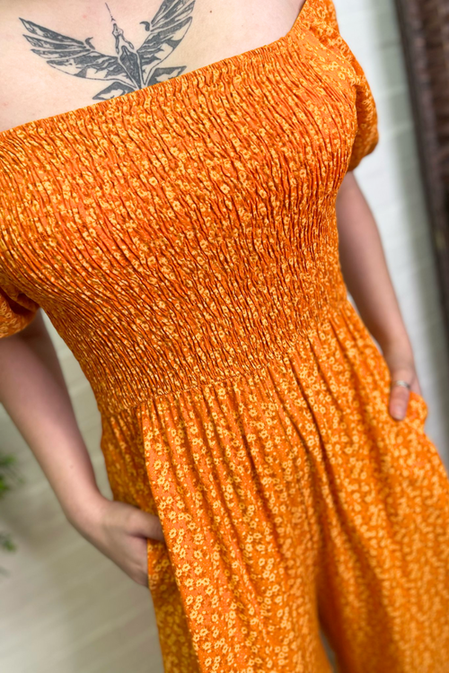 AMY Ditsy Floral Jumpsuit - Orange