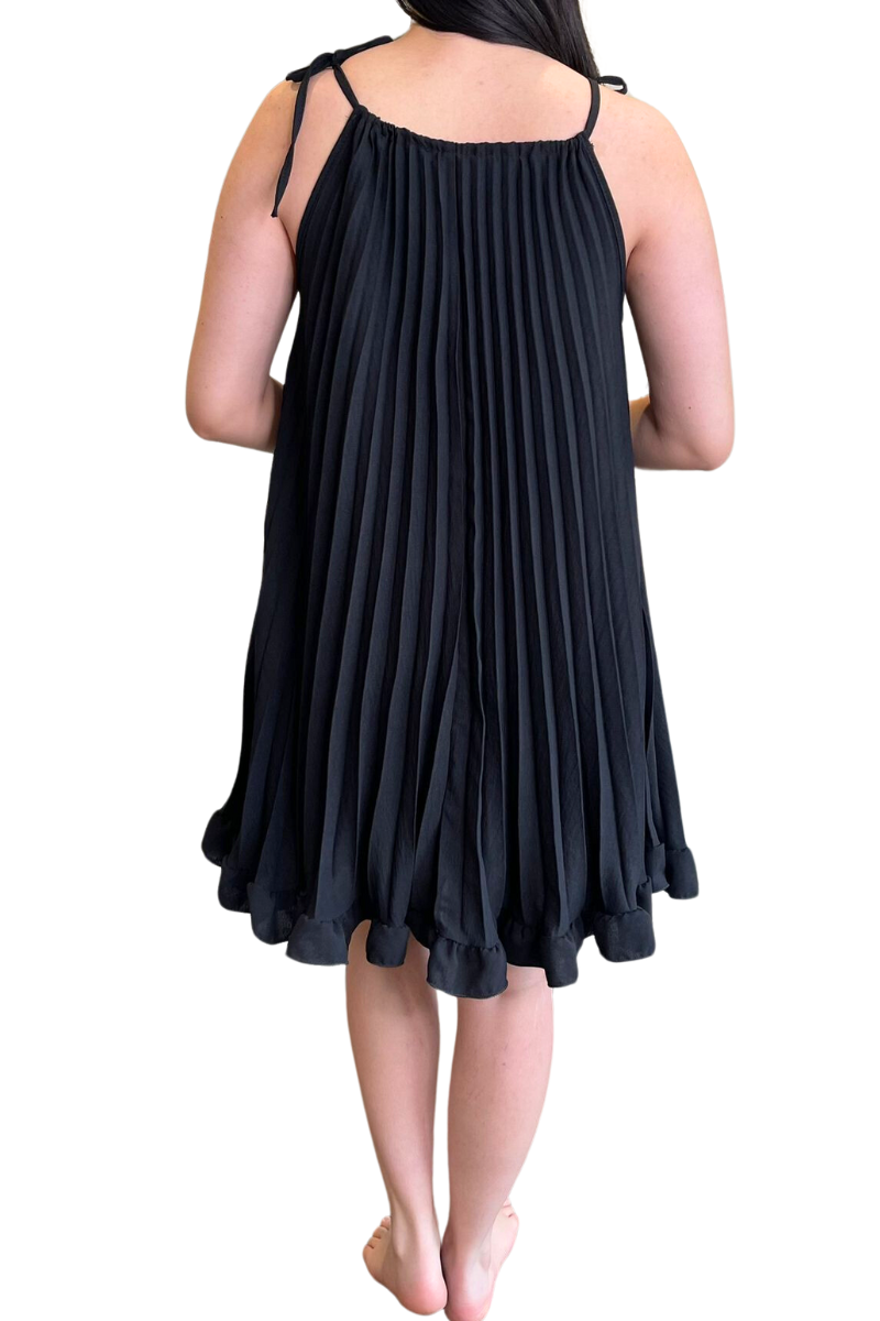 FARRAH Pleated Dress - Black