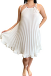 FARRAH Pleated Dress - White