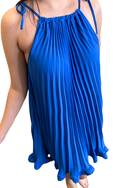 FARRAH Pleated Dress - Royal Blue