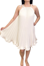 FARRAH Pleated Dress - Beige