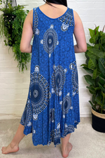 ENYA Mandala Print Midi Dress - Royal Blue