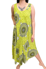 ENYA Mandala Print Midi Dress - Lime Green