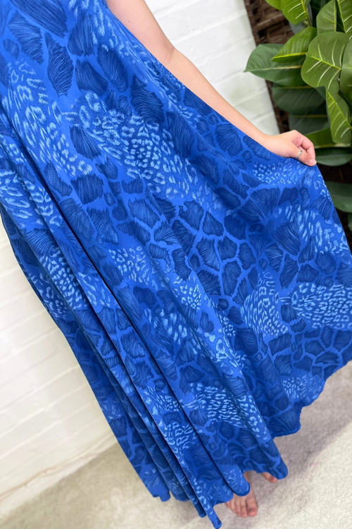 DANI Animal Print Dress - Royal Blue