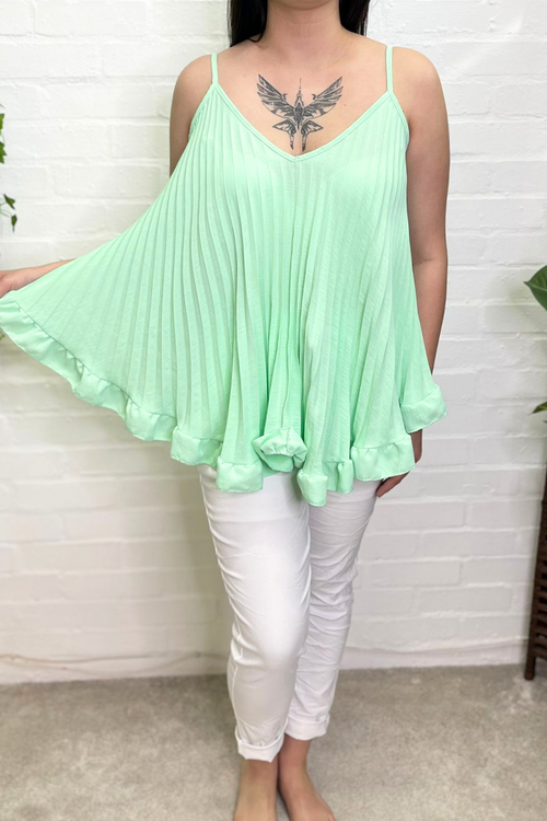 CHRISSY Pleated Vest Top - Mint Green