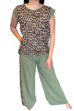 ZARINA Leopard Print Set - Khaki