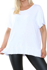 DAKOTA Frill Hem Top - White