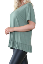 DAKOTA Frill Hem Top - Khaki