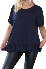 DAKOTA Frill Hem Top - Navy