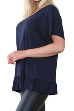 DAKOTA Frill Hem Top - Navy