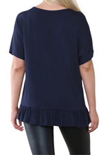 DAKOTA Frill Hem Top - Navy