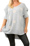 GRACIE Floral Knitted Jumper - Grey