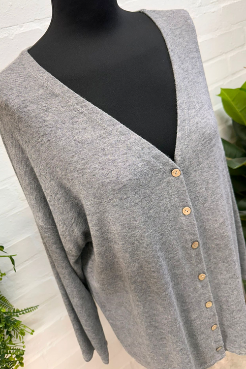 NINA Fine Knit Cardigan - Grey