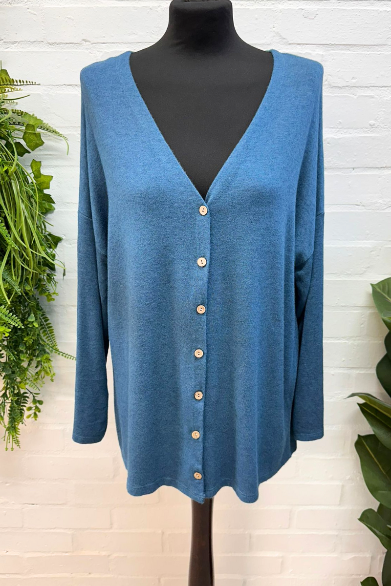 NINA Fine Knit Cardigan - Teal