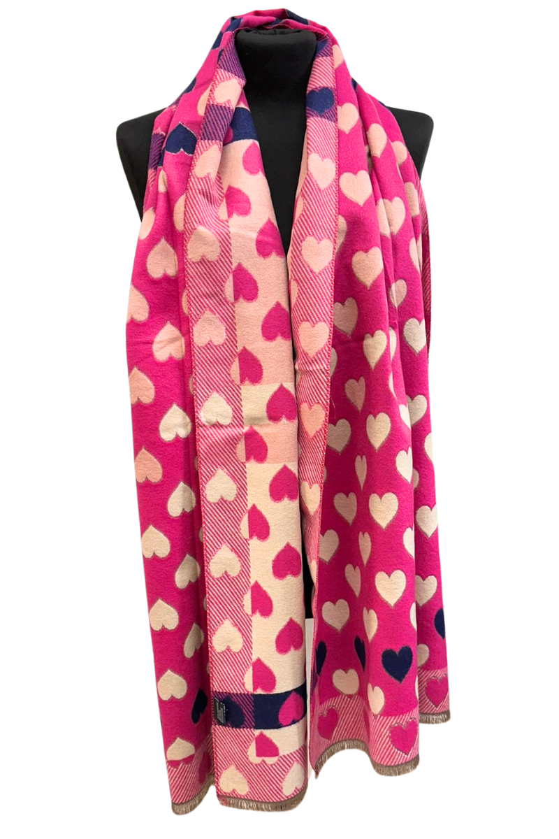 GEORGIA Reversible Heart Scarf - Fuchsia