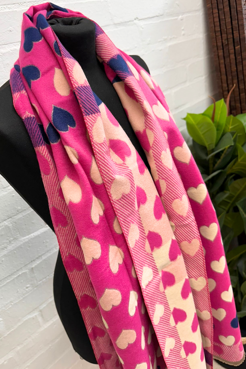 GEORGIA Reversible Heart Scarf - Fuchsia