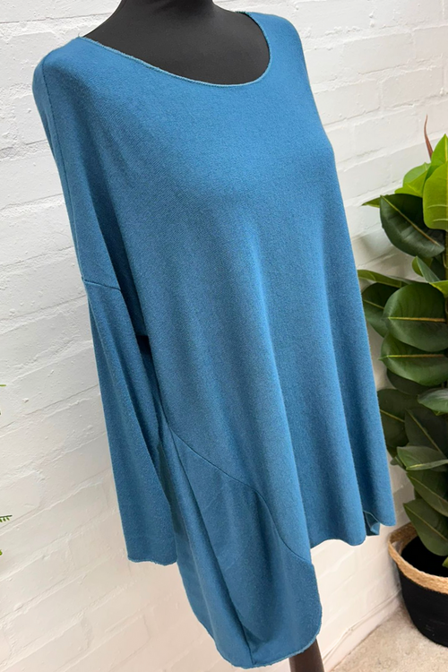 SASHA Plain Fine Knit Top - Teal