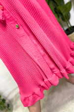PHOEBE Pleated Shirt Dress - Fuchsia