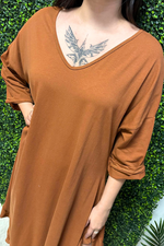 SHELLEY Frill Hem Dress - Rust