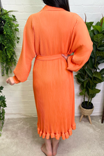 PHOEBE Pleated Shirt Dress - Orange