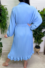 PHOEBE Pleated Shirt Dress - Baby Blue