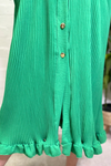PHOEBE Pleated Shirt Dress - Jade Green