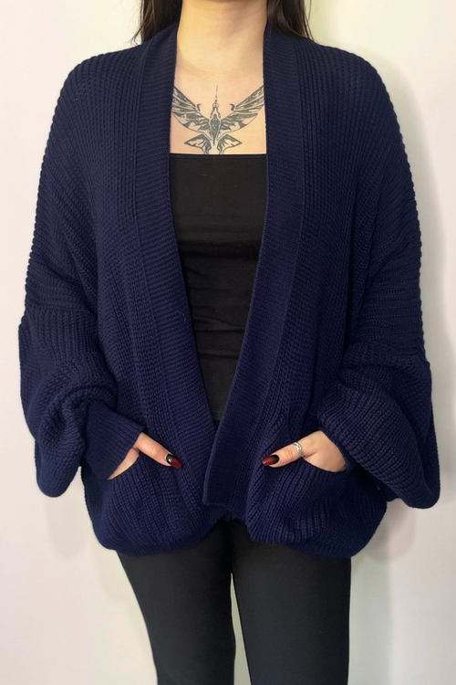 TRINNY Short Knitted Cardigan - Navy