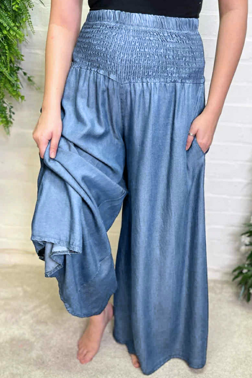 VAL Denim Look Palazzo Trousers