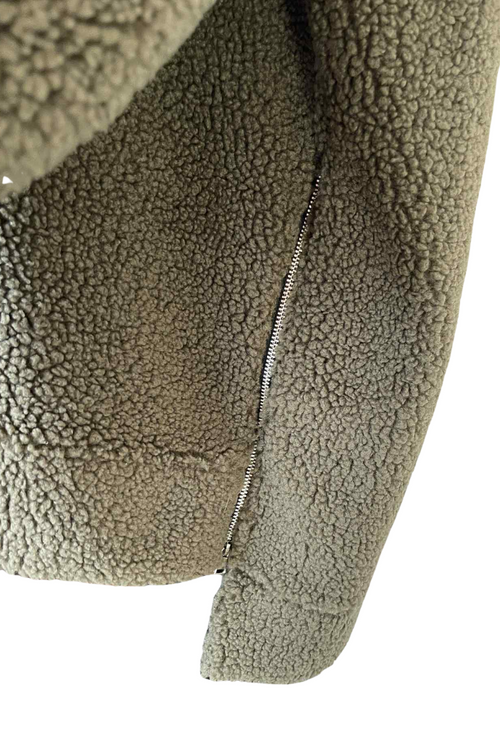 ANGELA Boucle Zip Hoodie - Khaki