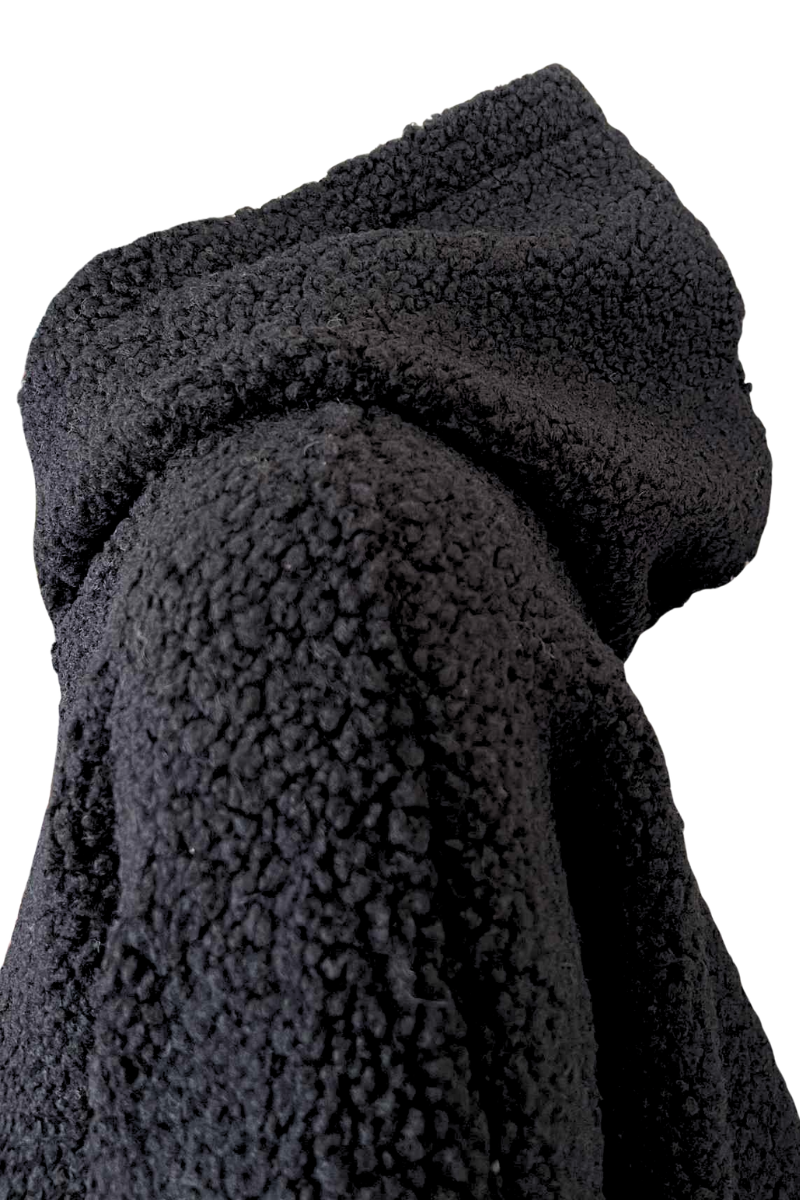 ANGELA Boucle Zip Hoodie - Black