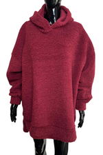 ANGELA Boucle Zip Hoodie - Wine