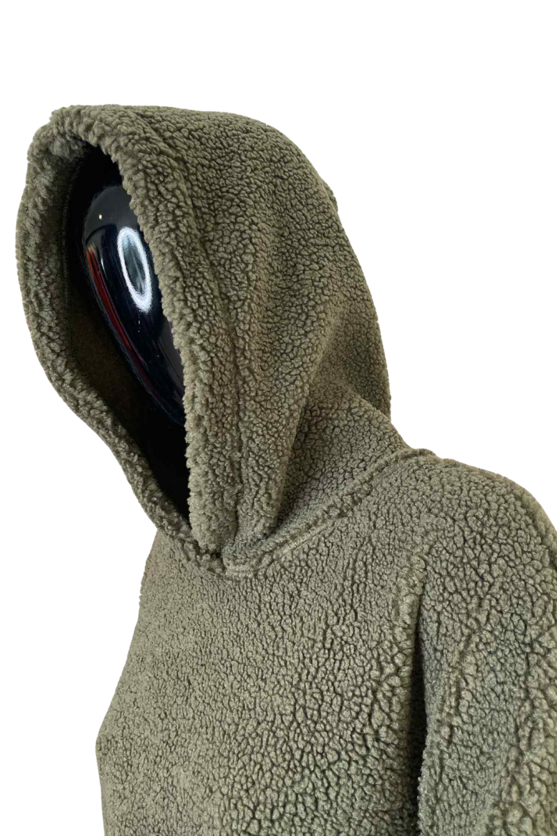 ANGELA Boucle Zip Hoodie - Khaki