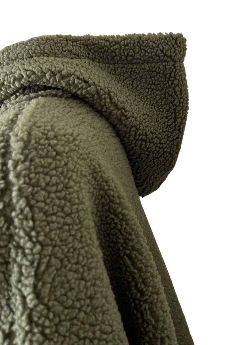 ANGELA Boucle Zip Hoodie - Khaki