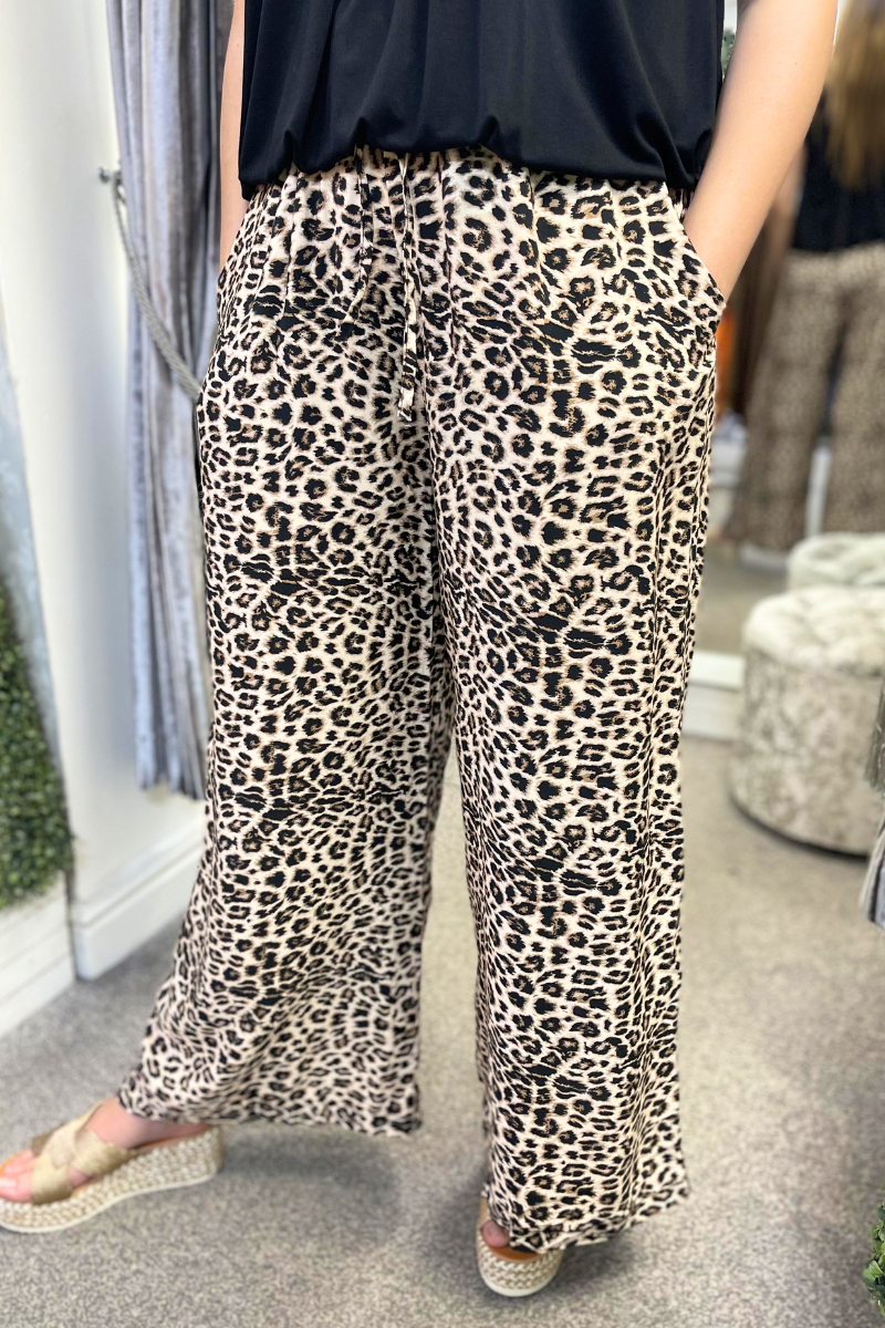 BETHANY Leopard Print Palazzo Trousers