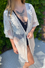 CHANEL Crochet Lace Kimono - Beige