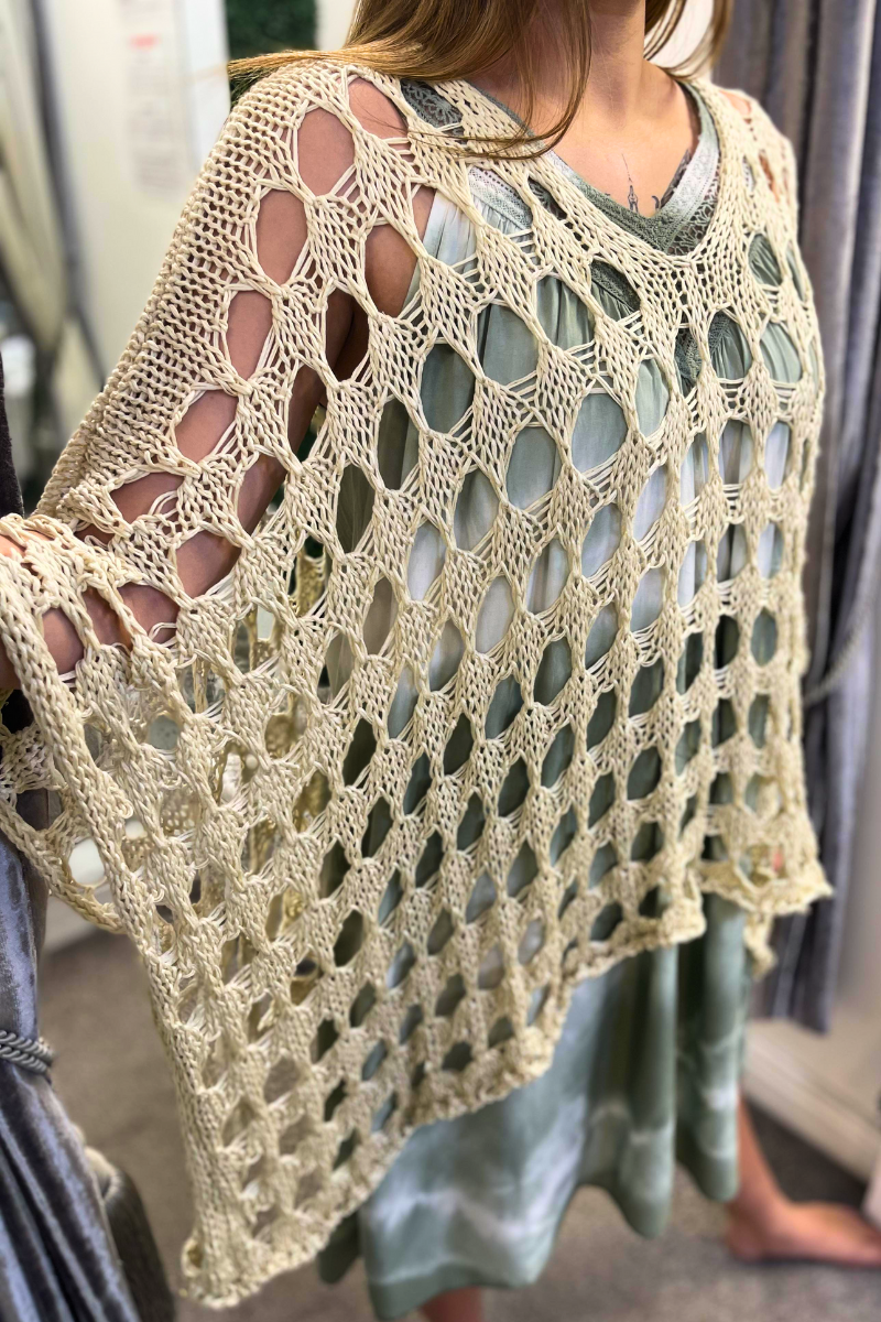 NADINE Open Knit Top - Beige