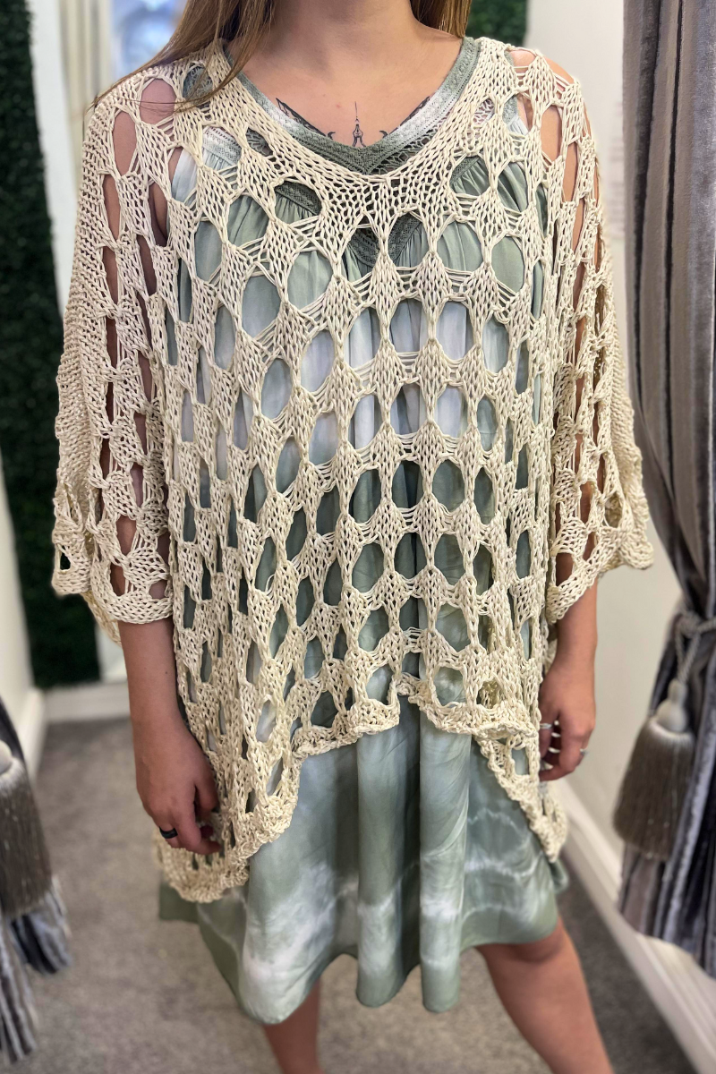 NADINE Open Knit Top - Beige