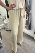 SOPHIE Pleated Palazzo Trousers - Beige