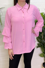 BETHANY Frill Sleeve Shirt - Pink