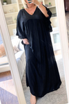 ISABELLA Oversized Frill Sleeve Dress - Black