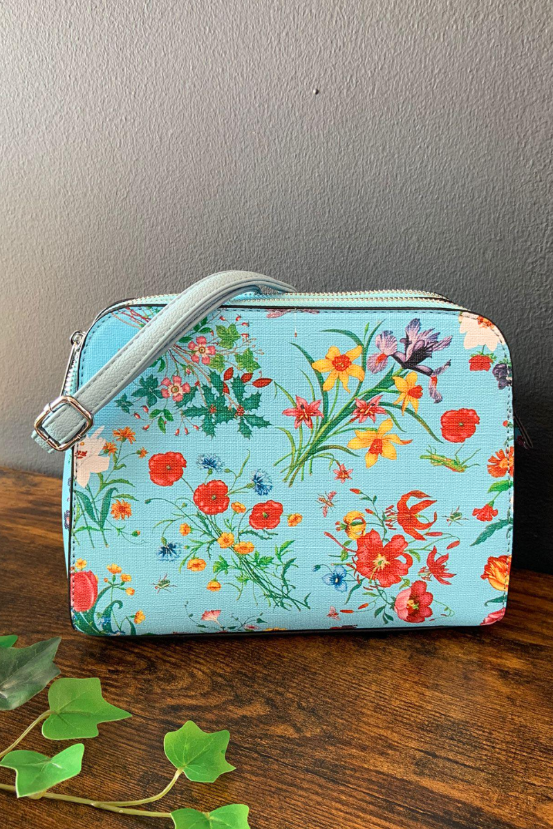 SKYLA Floral Crossbody Bag - Blue
