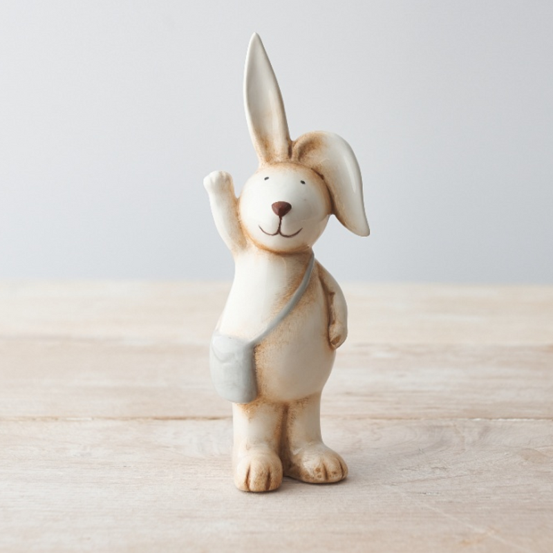 Cheering Rabbit with Satchel Ornament
