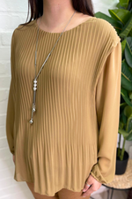 TONIA Pleated Top -Camel