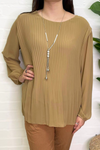 TONIA Pleated Top -Camel