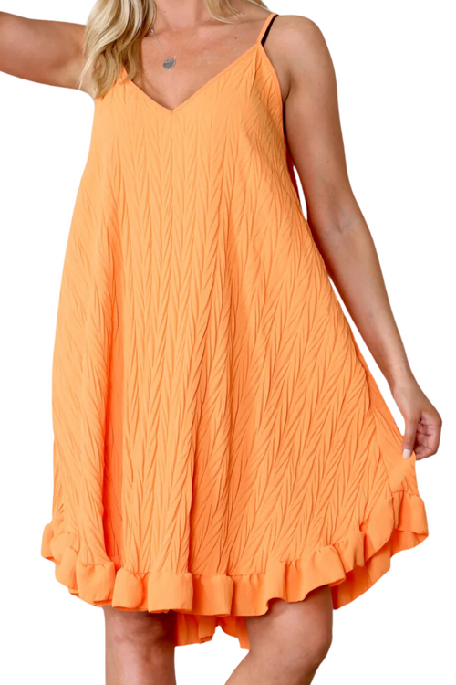 CATHY Crinkle Dress - Orange