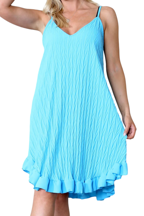 CATHY Crinkle Dress - Blue